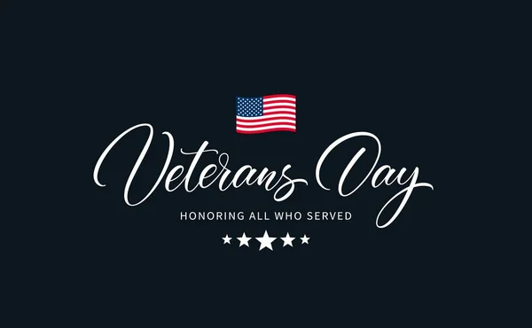 Veterans Day Text Phrase Honoring All Who Served Hand Drawn — Stock Vector