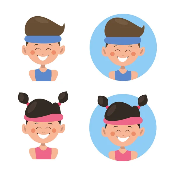 Avatar Set Boy Girl Character Design Vector Ilustrație Pentru Web — Vector de stoc