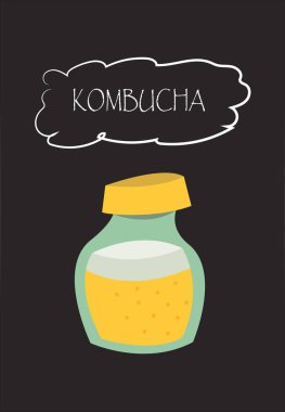 Kombucha.Vector resimde. Karikatür tarzı.