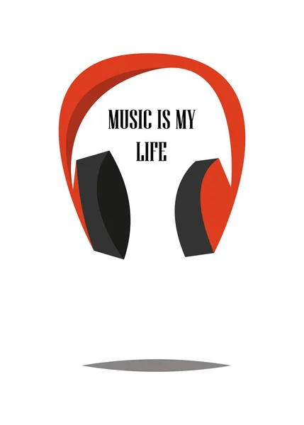Headphones.Vector resimde. Karikatür tarzı. Benim hayat müziktir.
