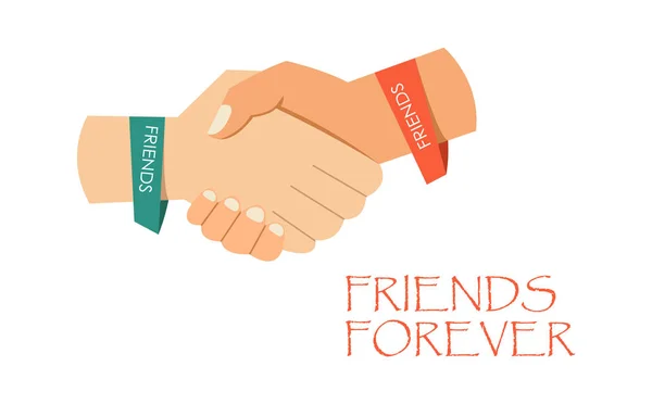 Happy Friendship Day Vector Illustration Cartoon Style Handshake — Stock Vector