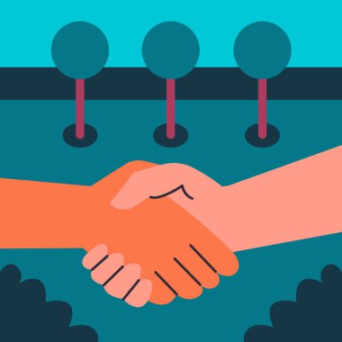 Karşılıklı destek. Halka açık alanda geliştirmeler. İnsanlar bahçeye ağaç ve bitki dikerler. Gönüllü hizmet. Düz vektör illüstrasyonu.