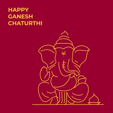 Kırmızı Altın Renkli Ganesh Chaturthi Vektör Resimleri.