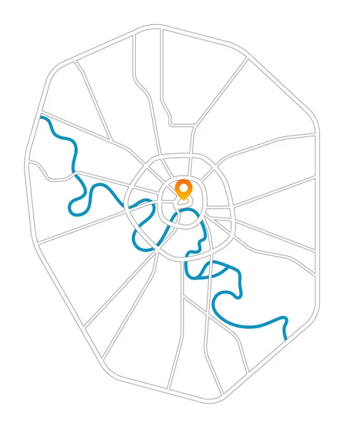 Простая Векторная Карта Москвы Маркером Gps — стоковый вектор