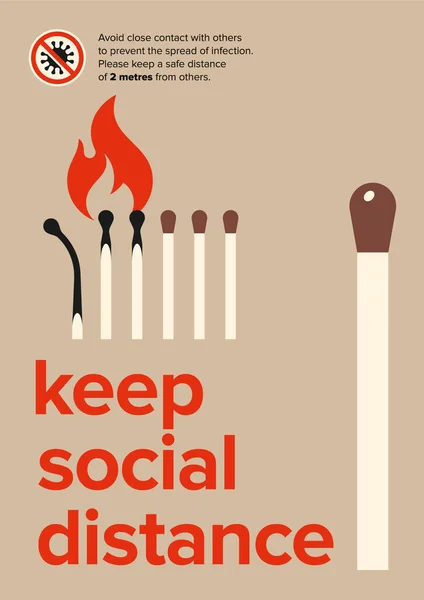 Sosyal mesafeyi koru. Yakın temastan kaçınmak için açık bir görsel metafor kullanan bir poster. Böylece enfeksiyon kapmazsın.