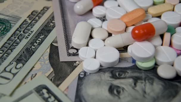 Vários Medicamentos Dólar Americano Aumento Custo Dos Cuidados Saúde — Vídeo de Stock