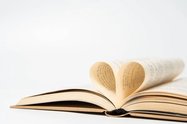 Close Opened Book Heart Shaped Two Pages Isolated White Background Royalty Free Stock Photos