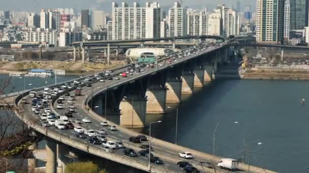 Traffic at Seoul City,South Korea.Timelapse HD — Stock Video