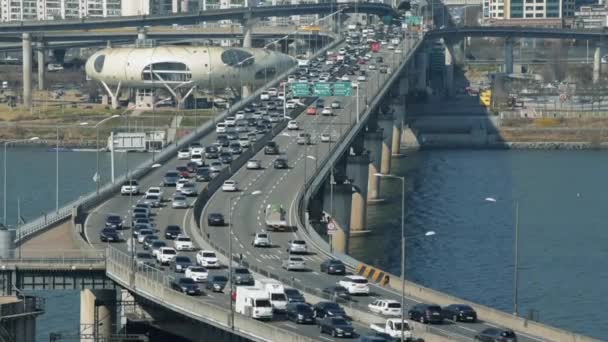 Tráfico en Seúl City, Corea del Sur . — Vídeos de Stock