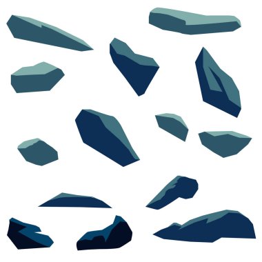 Gölgeler ile doğal taşlar bir dizi vektör çizim