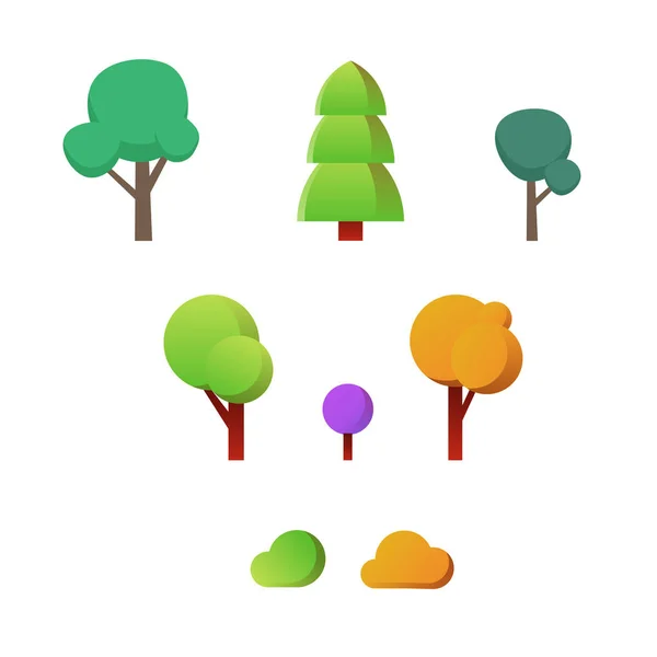 Illustration Vectorielle Ensemble Arbres Jardin — Image vectorielle