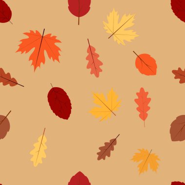 Seamless modeli güzel turuncu sonbahar yaprakları, vektör ele çekin illüstrasyon 
