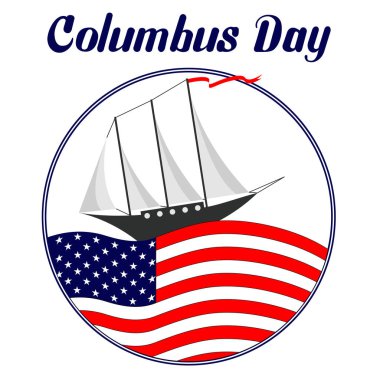 Kolomb Günü vektör poster ulusal bayrak ve Christopher Columbus