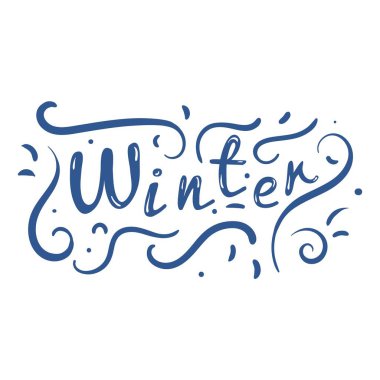 Şe kış el yazı dekoratif elemanları ile çizin. Vektör çizim kış 2019 