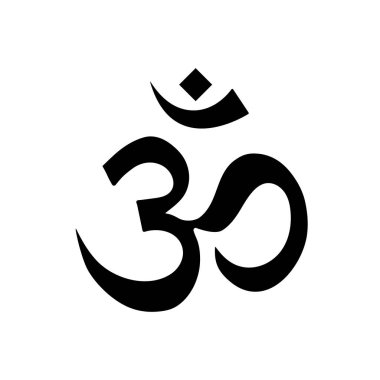 Yoga sembolü. Om işareti tek renkli. Vektör Illustration.