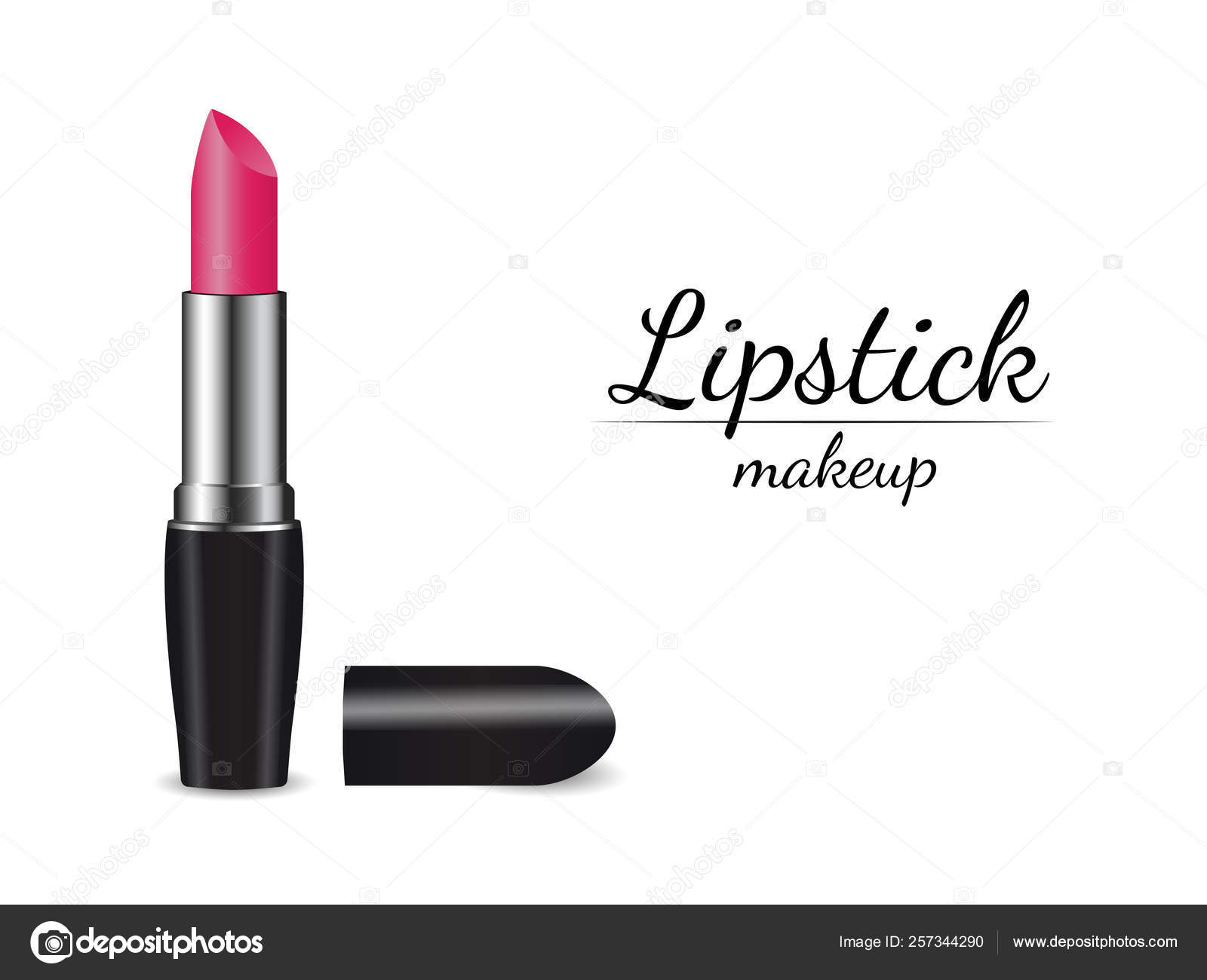 Lipstick Tube Illustration White Background Fashion Text Design Beauty Makeup Stock Vector Image