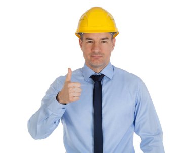 Mimar yukarı. Beyaz arka planda yalıtılmış.