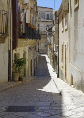 Bir sokak Sicilya Barok Scicli town Güney Sicilya, İtalya