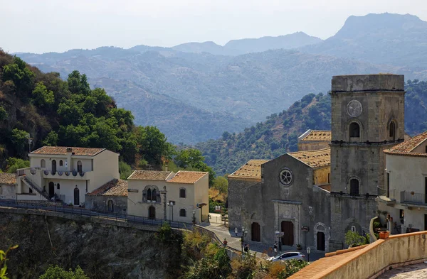Savoca Sicilya Talya Dağ Köyünde Eski Binaların Havadan Görünümü — Stok fotoğraf