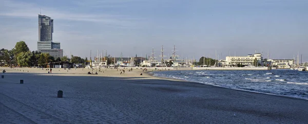 Gdynia Polska Września 2017 Głównej Plaży Znajduje Się Centrum Miasta — Zdjęcie stockowe