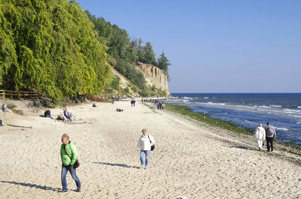 Gdynia Orlowo Polonia Septiembre 2017 Playa Gdynia Orlowo Bahía Del — Foto de Stock