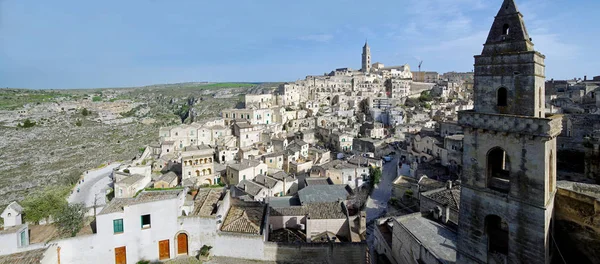 Sassi Matera tarihi merkez teşkil Matera cityscape — Stok fotoğraf
