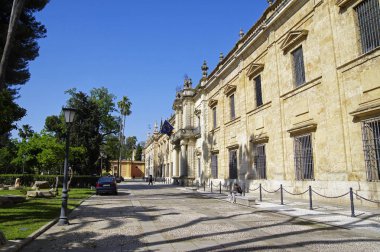 Sevilla, Endülüs/Ispanya-10 Mayıs, 2018-Sevilla, Ispanya güzel şehir Üniversitesi binalar ve bahçeler
