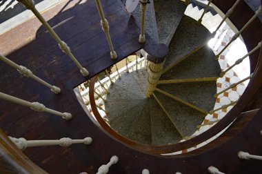 Chateau de Labourdonnais, bir sömürge sarayı, Riviere Du Rempart, Mauritius katları bağlayan eski ahşap spiral merdiven