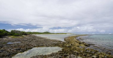 La Pointe des Chateaux Castles burnu, Guadeloupe, Fransa 'da Grande-Terre adasının doğu kıyısından Atlantik Okyanusu' na uzanan bir yarımadadır.