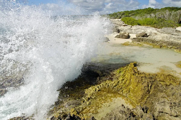 Playa de La Douche en el camino a La Pointe Des Chateaux, Grande-Terre, Guadalupe — Foto de Stock