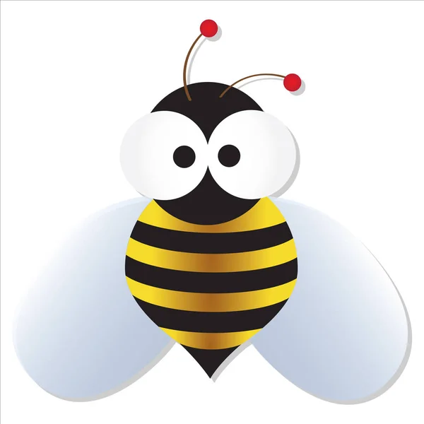 Cute Pszczoły Wielki Googly Oczy Kreskówka Wektor Ilustracja — Wektor stockowy