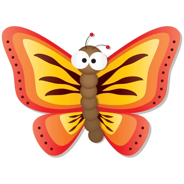 Papillon Mignon Avec Gros Yeux Googly Illustration Vectorielle Dessin Animé — Image vectorielle