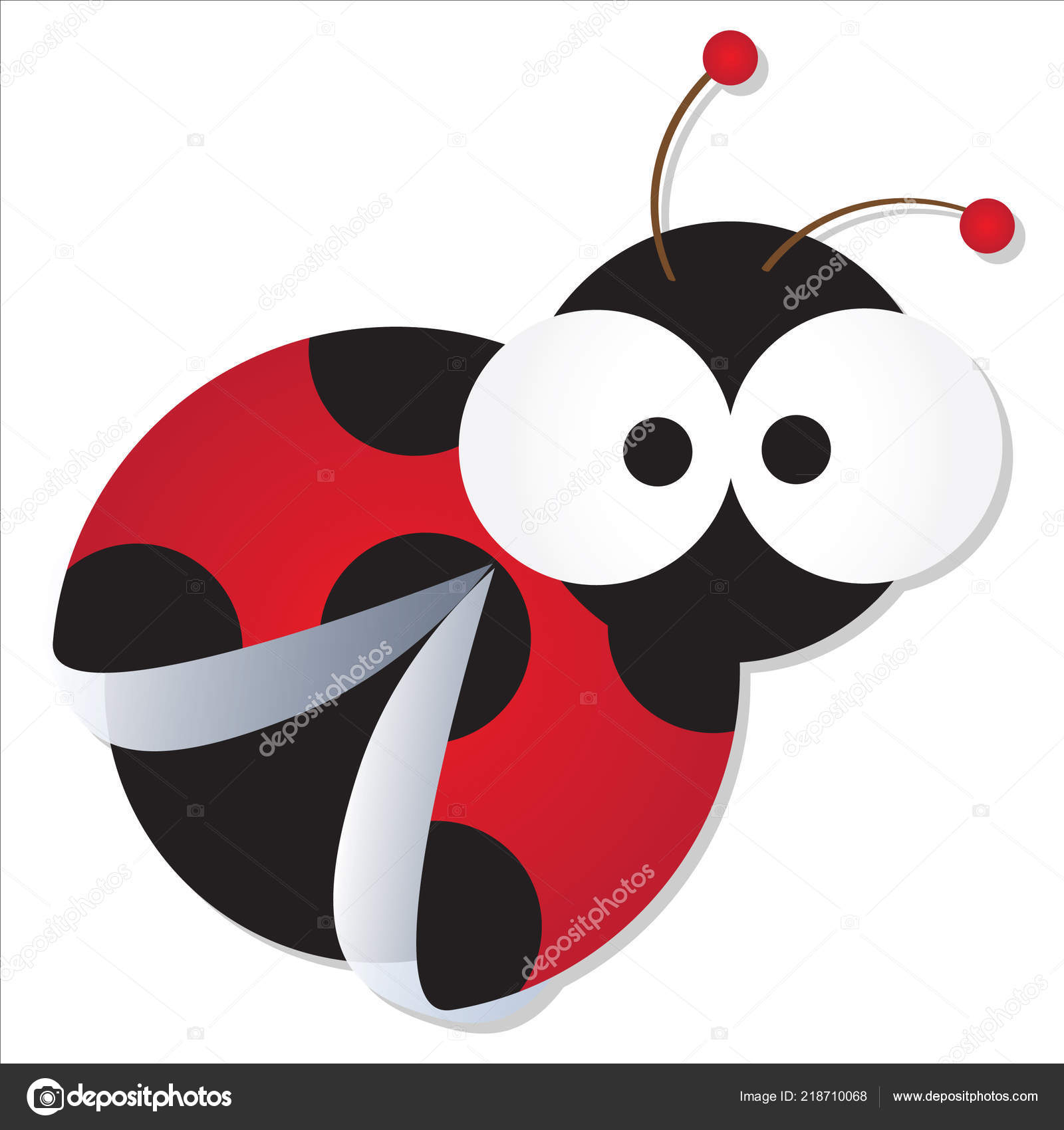 Cute Ladybug Big Googly Eyes Cartoon Vector Illustration Stock