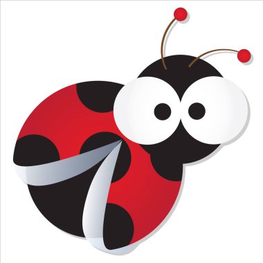 Büyük googly eyes karikatür vektör çizim ile sevimli uğur böceği