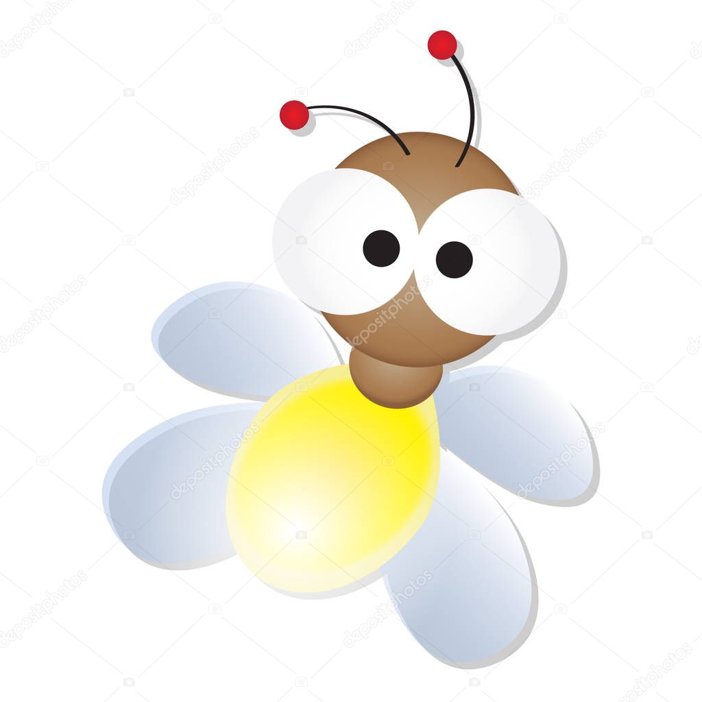 Cute Firefly with big googly eyes cartoon vector illustration