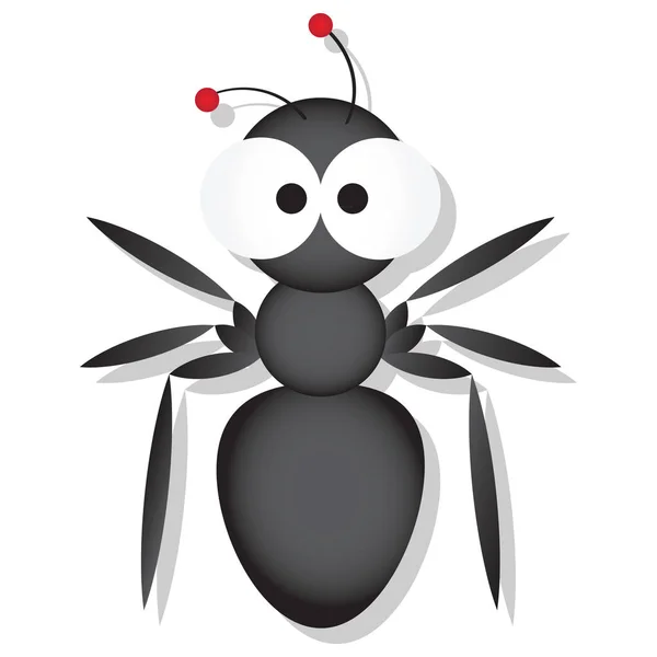 Ładny Ant Wielki Googly Oczy Kreskówka Wektor Ilustracja — Wektor stockowy