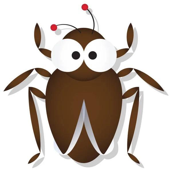 Büyük Googly Eyes Karikatür Vektör Çizim Ile Şirin Hamamböceği — Stok Vektör