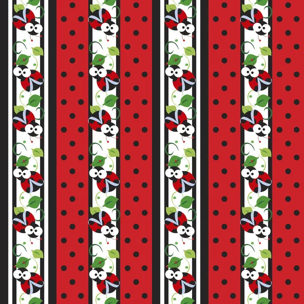 Ladybug Stripes Seamless Patrick Dots Vector — стоковый вектор