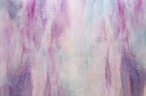 Warna-warni tangan abstrak latar belakang cat air pada warna ungu — Stok Foto