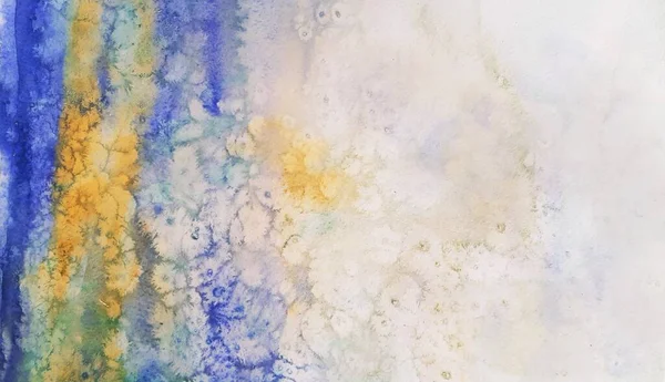 Abstrait fond aquarelle coloré dessiné à la main dans les couleurs bleu marine et jaune. — Photo