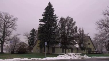 Onondaga Gölü ve park Liverpool, New York'da kışın