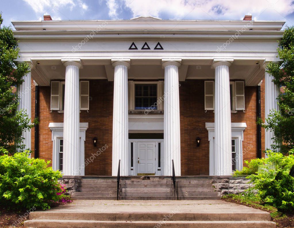 A Delta Delta Delta Sorority house in a college town