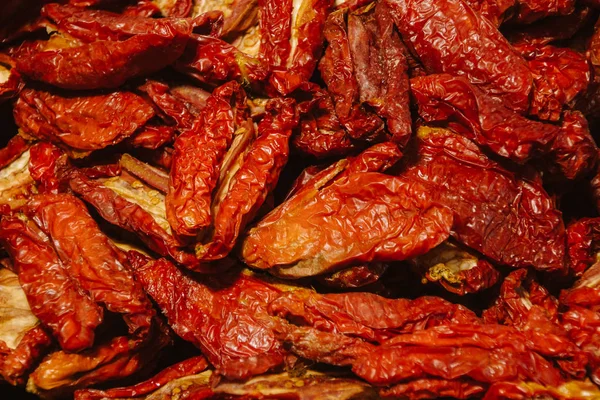 Por Encima Una Pila Pimiento Rojo Seco Como Fondo Alimenticio —  Fotos de Stock