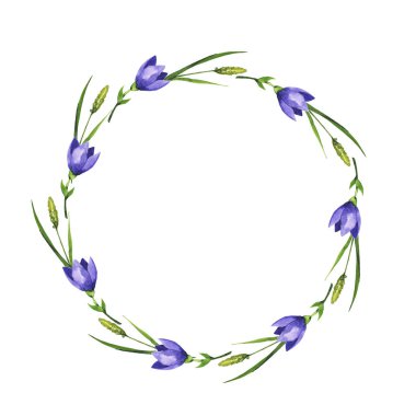 Yaz çiçekler ve beyaz arka plan üzerinde izole garland bırakır. El suluboya resim çekilmiş.