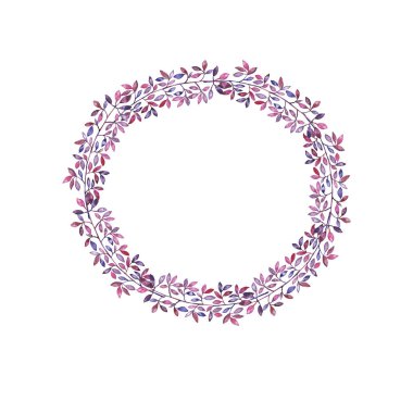 Leylak çelenk beyaz zemin üzerine bırakır.