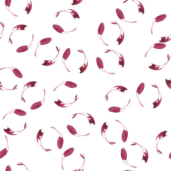 赤ワインのラウンド汚れホワイト バック グラウンドでシームレスなパターン — ストック写真