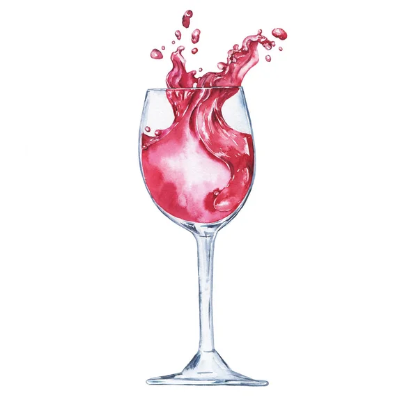 白い背景に分離された赤ワインのガラスの飛散 — ストック写真