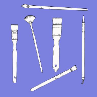 Mor arka plan boyama için Sanat fırçalar