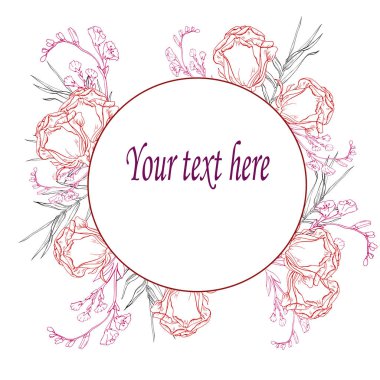 Güzel çiçek çelenk beyaz arka plan üzerinde kopya alanı ile