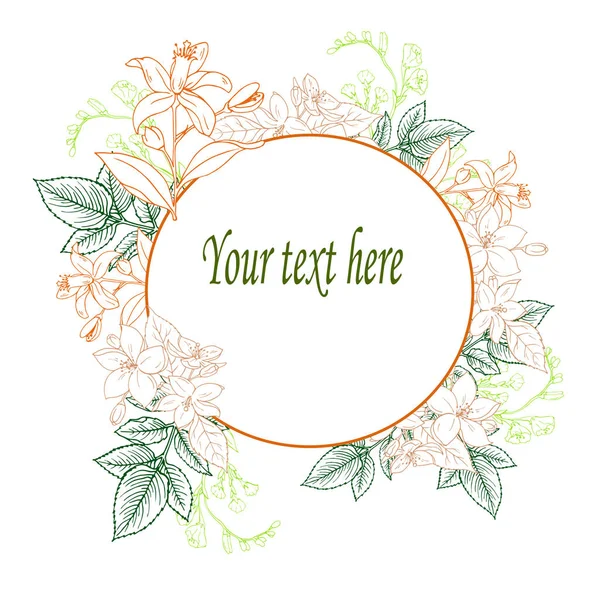 Beautiful Flowers Wreath Copy Space White Background — Stock Vector